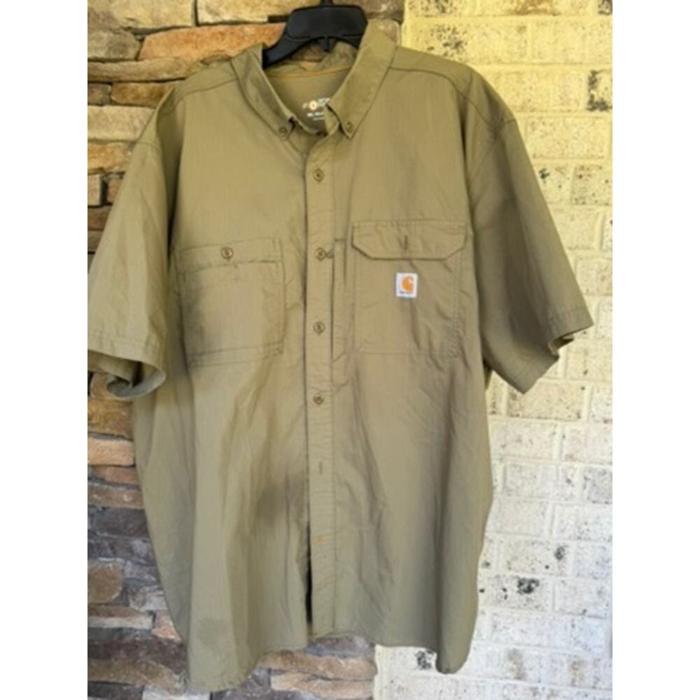 Carhartt Force Ridgefield Shirt  3XL Tan 102417 Short Sleeve Button Up Workwear